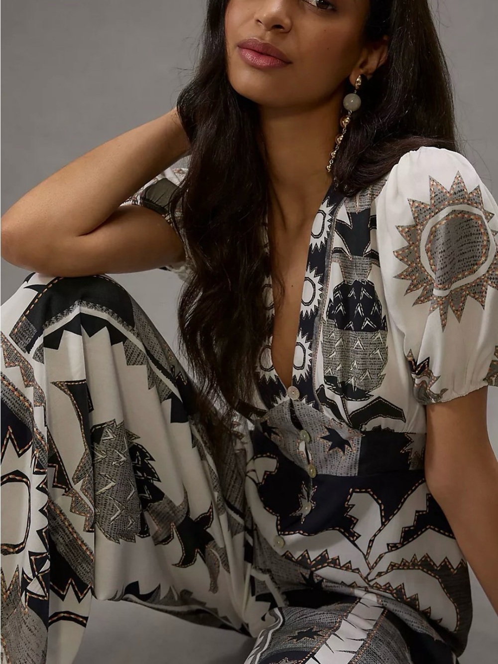 FARM Rio Puff-Sleeve Linen Jumpsuit - Picture 3 of 4